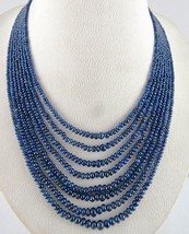 Natural Unheat Blue Sapphire Beads Round 5mm 8L 405 Ct Gemstone Vintage Necklace - £3,493.18 GBP