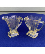 Indiana Glass yellow Lorain Basket creamer &amp; sugar set, depression glass... - $41.01 CAD