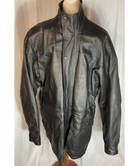 John Ashford Outdoor Leather Jacket Mens Large Black Overcoat 100% Leather - £22.38 GBP