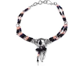 Mia Jewel Shop Chip Stone Feather Charm Dangle Seed Beaded Metal Chain Anklet -  - £12.45 GBP