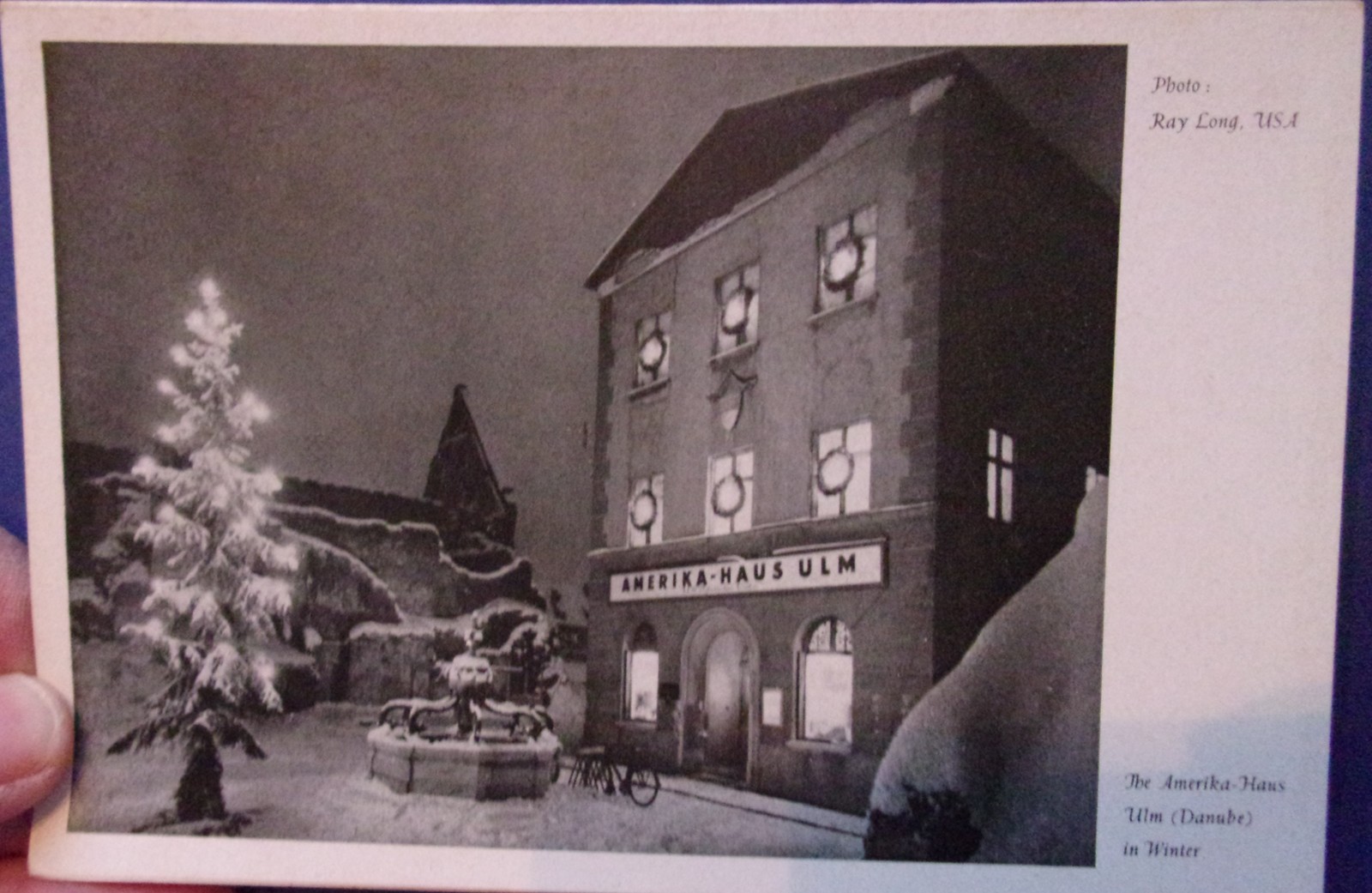 Vintage The Amerika Haus Ulm In Winter Christmas Card Unused - $2.99