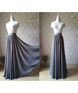 GRAY Chiffon Maxi Skirt Wedding Bridesmaid Custom Size Skirt Outfit - £50.16 GBP