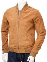 Men&#39;s vintage Tan Brown Suede Leather Bomber Jacket All Size - £125.76 GBP