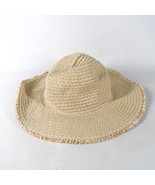 15&quot; Brown Tan Beige Wicker Straw Round Sun Hat Cap Size in Photos - $18.69