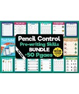 50 Pages of Kindergarten Pencil Control Tracing Exercises Digital Download - $2.99