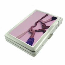 Heart Hands Em2 100&#39;s Size Cigarette Case with Built in Lighter Metal Wallet - £17.37 GBP