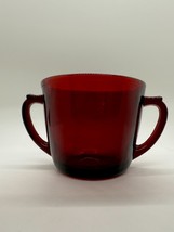 Vintage Anchor Hocking Royal Ruby R1700 Open Sugar Bowl 2 7/8” Double ha... - $9.69