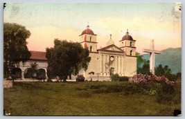 Santa Barbara Mission California CA UNP Hand Colored Albertype Postcard K8 - £3.91 GBP