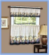 Antique Floralª Kitchen Curtain Tier and Valance Set By Achim Importing Co - £14.20 GBP