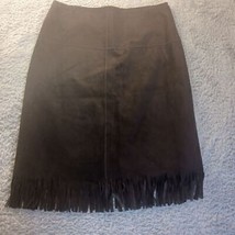 Express Suede Leather Fringe Knee/MidinSkirt Boho Festival Western Size 1/2 - $22.77