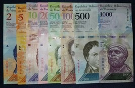 Venezuela Banknote Uncirculated Set (2 To 1.000 Bs) - 8 Notes - £3.59 GBP