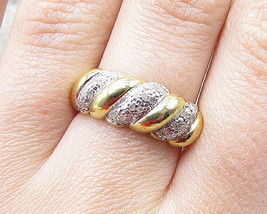 Gold Over 925 Silver - .35ctw Genuine Diamonds Cloudy Band Ring Sz 7 - RG1706 - £34.47 GBP
