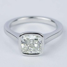 Cushion Cut Bezel Set Solitaire 925 Sterling Silver Engagement Ring Wedding Ring - £96.42 GBP