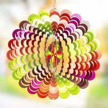 Rainbow Spiral Kinetic Wind Spinner For Yard And Garden Wind Spinner Outdoor Met - £23.97 GBP
