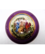 Vtg Porcelain Trinket Dish Women Friend Scene Purple Germany Gold Patter... - $20.00