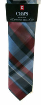 Chaps Tie Piper Plaid Stretch Collar  100% Silk Navy Blue Red Ralph Lauren - £29.22 GBP