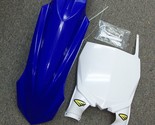 Restyled Cycra Yamaha Blue Front Fender + White Front Stadium Plate YZ 2... - £48.11 GBP