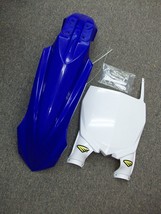 Restyled Cycra Yamaha Blue Front Fender + White Front Stadium Plate YZ 2... - £47.90 GBP