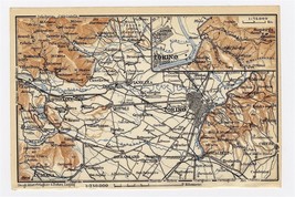 1928 Original Vintage Map Of Vicinity Of Turin Torino Piedmont / Italy - £17.13 GBP