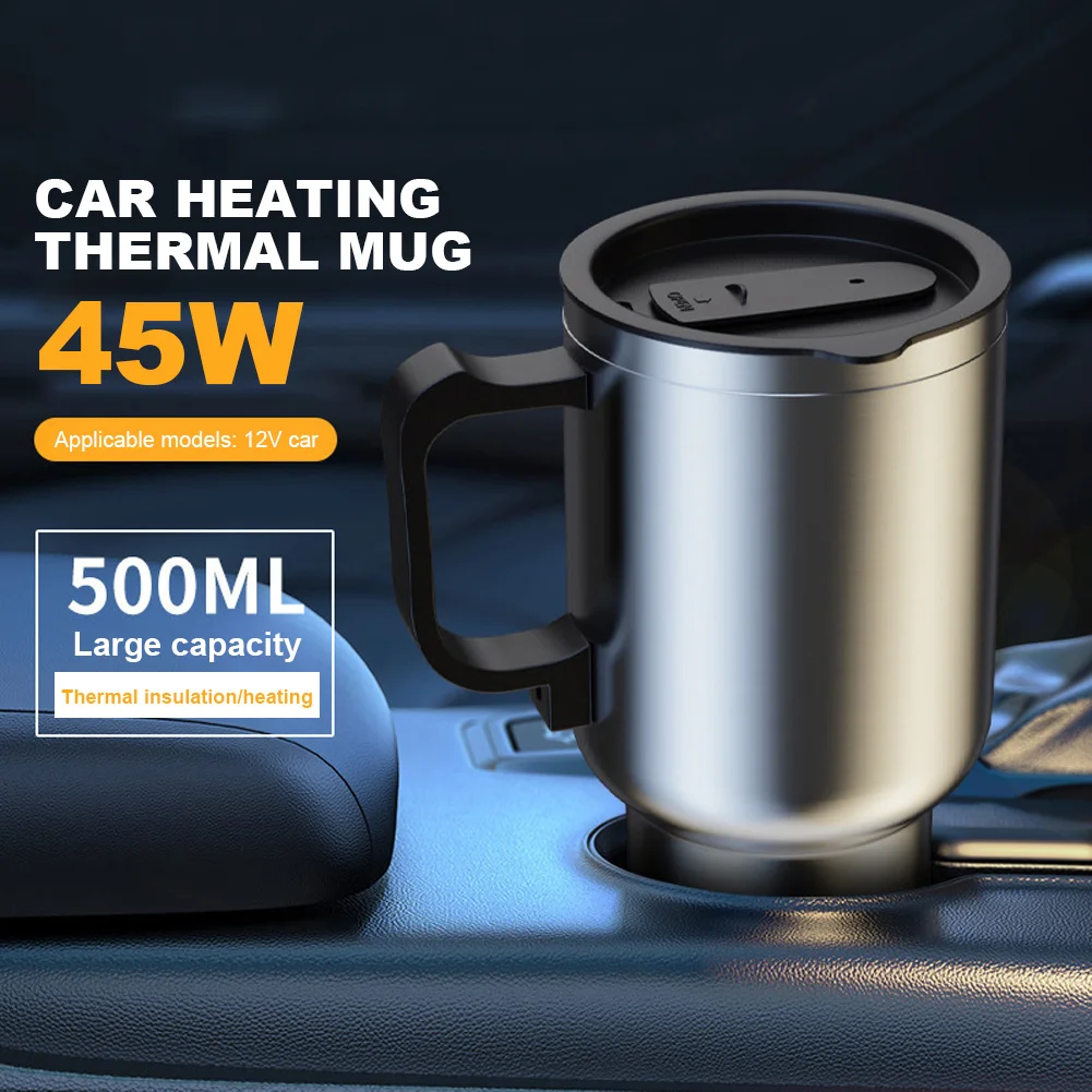 500ML Car Electric Kettle In-car Kettle Travel Thermoses Heating Water Bottle - £14.91 GBP