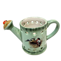 Vintage Hallmark Marjolein Bastin Ceramic Watering Can Candle Holder Birds 3&quot; - £10.68 GBP
