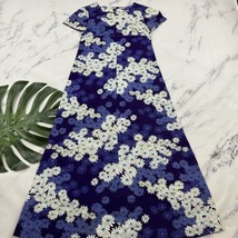 Vintage Handmade Barkcloth Maxi Dress Size XS/S Purple White Daisy Floral 70s - £29.99 GBP