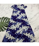 Vintage Handmade Barkcloth Maxi Dress Size XS/S Purple White Daisy Flora... - £29.89 GBP