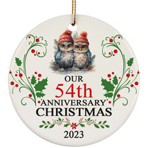 54th Anniversary Christmas 2023 Ornament Gift 54 Years Married Cute Owl Couple - £11.80 GBP