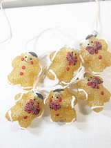 Vintage Gingerbread men cookies string Lights Christmas bowtie caps 6 ft... - £21.51 GBP
