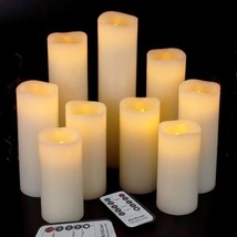 Ivory Real Wax Battery Candles By Antizer With Remote Timer, 9-Count (H 4&quot; 5&quot; 6&quot; - £24.97 GBP