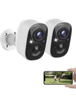 2 Pack Wireless Outdoor Full HD WiFi AI Security Camera Battery Powered - £47.30 GBP