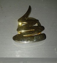 Vintage Gold tone Zig Zag Scarf Clip 1.5&quot; - £7.99 GBP