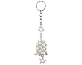 Mia Jewel Shop Star Bell Czech Glass Seed Bead 3D Figurine Keychain Metal Ring - - £11.71 GBP