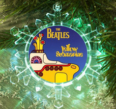 Yellow Submarine The Beatles Snowflake Blinking Holiday Christmas Tree Ornament - £13.03 GBP