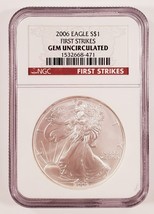 2006 S $1 Argento American Eagle Selezionato Da NGC As Gemma Fior Primo Colpisce - $79.95