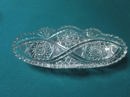 Zchekoslovakia Bohemia Oval Bowl Crystal Cut Relish Dish - £29.84 GBP