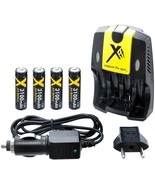 AA Rapid Charger + 4x 2950mAh Batteries 110/240v Home Wall + Car adapter - £12.65 GBP