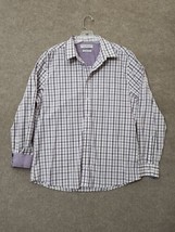 Nick Graham Everywhere Shirt Mens XL 17-17.5 36-37 White Purple Plaid Modern Fit - £19.47 GBP