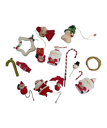 Vtg Santa Claus Candy Cane Christmas Ornaments Pipe Cleaner Chenille Flo... - $372.92 MXN