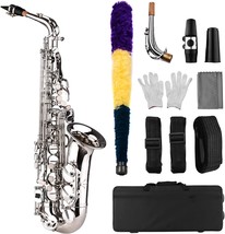 Btuty Saxophone Sax Eb Be Alto E Flat Brass Carved Pattern On, Brush Str... - $259.94
