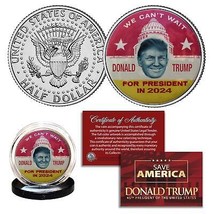 Donald Trump For President 2024 Vintage Pin Style Jfk Kennedy Half Dollar Coin - £7.49 GBP