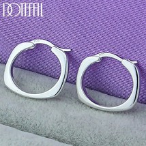 DOTEFFIL 925 Silver Square Round 20mm Hoop Earrings For Woman Wedding Engagement - £10.47 GBP
