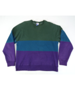 Vintage Champion Crewneck Sweatshirt Colorblock 90s Size L USA Made Aqua... - $33.20