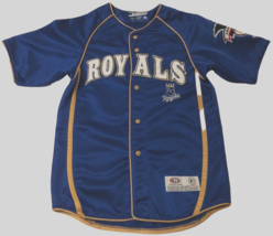 $15 Kansas City Royals MLB Vintage 90s Boys Blue Embroidered Baseball Jersey M - £15.76 GBP