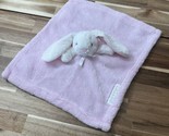 Blankets &amp; Beyond White Bunny Rabbit Pink Lovey Security Blanket 15.75x14.5 - £12.87 GBP