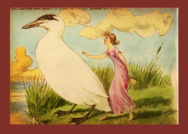 Fairy Seeking Ride Across Lake from Shorebird Charles Doyle 1889 Book Art Print - £18.73 GBP