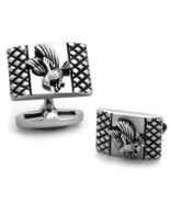 CUFF LINKS U.S. MILITARY EAGLE STAINLESS STEEL FINISH - £23.61 GBP