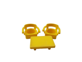 Vintage Fisher-Price Little People Yellow Chairs and Table Lot of 3 - £10.41 GBP