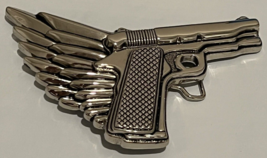 New Men Biker Silver Metal Belt Buckle Angel Wing Gun Pistol Trucker Hoo... - $14.68