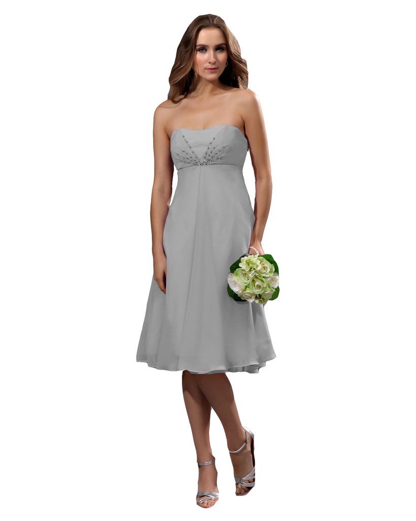 Kivary Women's Short Beaded Bridesmaid Dresses Silver US 18W